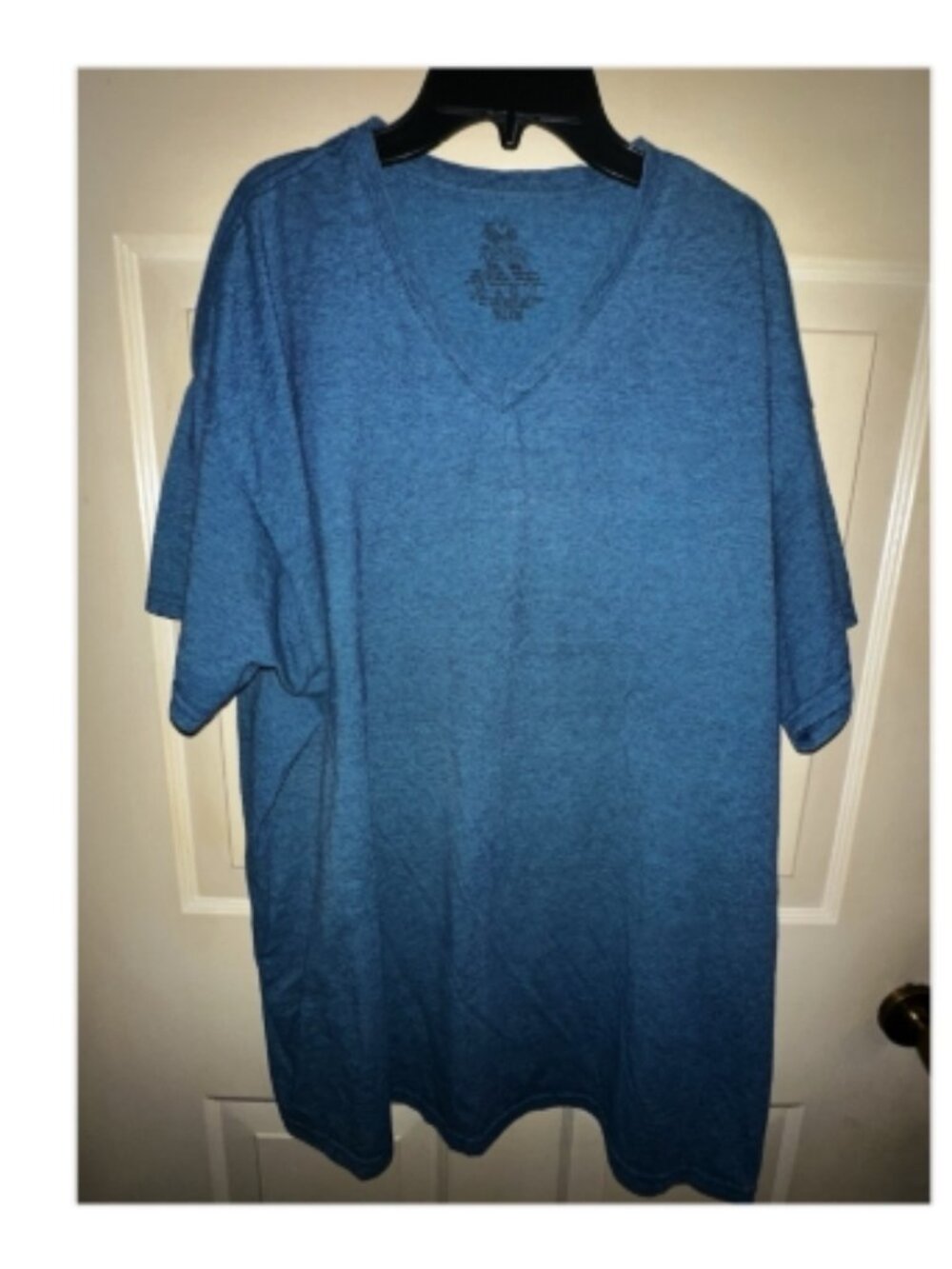 💙 Fruit of the Loom Blue V-Neck Tee 2XL | Casual Oversized Shirt 👕